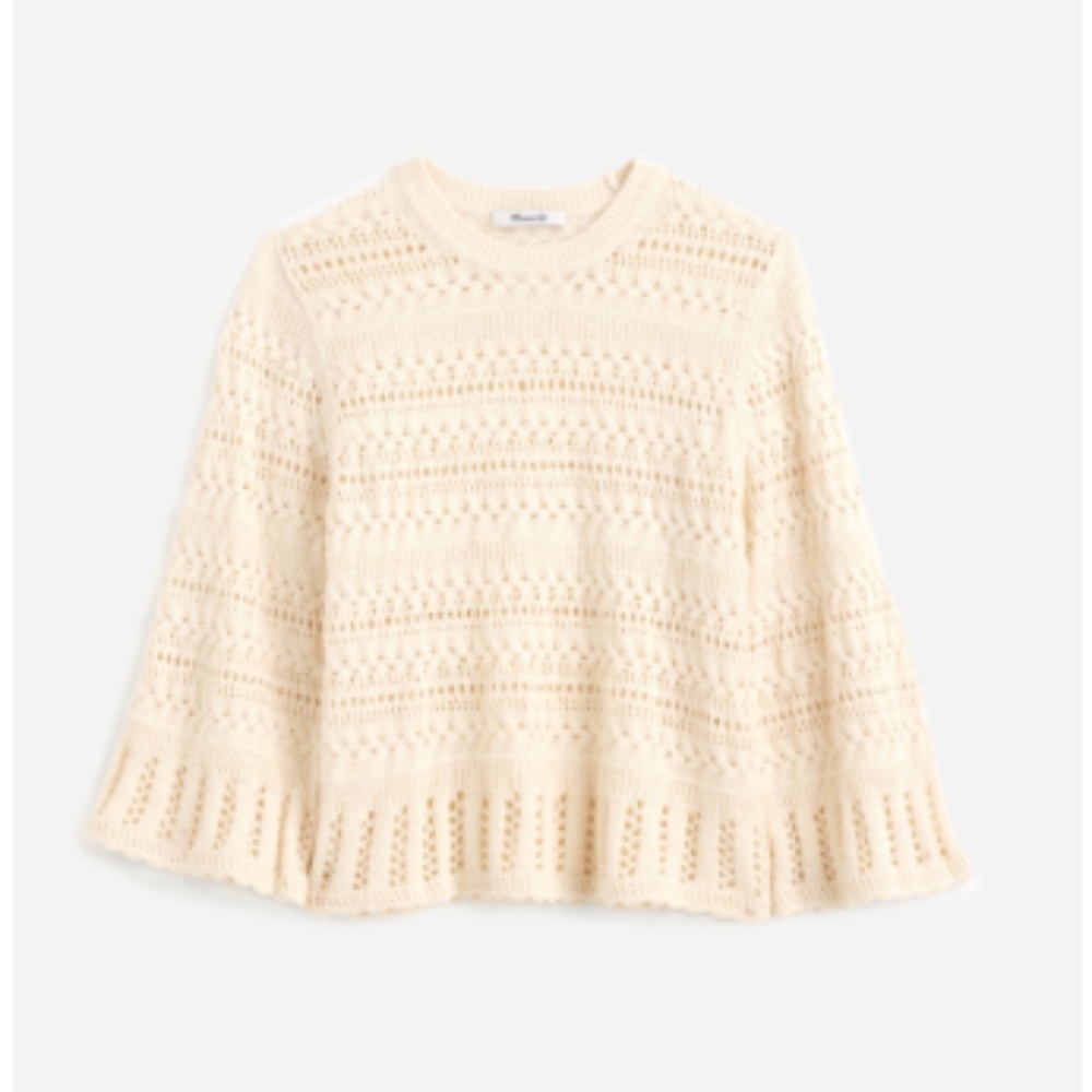 Madewell Scalloped-Trim Sweater Tee in Sand size XS NWT